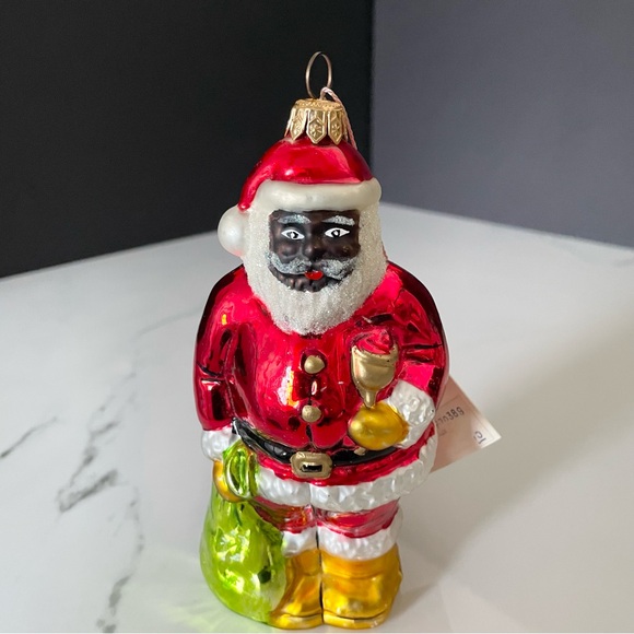 Black Santa Polonaise Glass Ornament by Kurt Adler - Picture 1 of 7